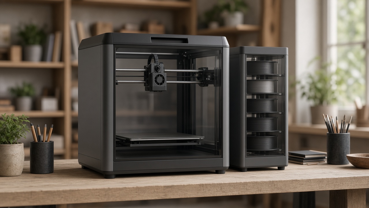 Atelier d’impression — machine d’atelier fermée et unité de filament